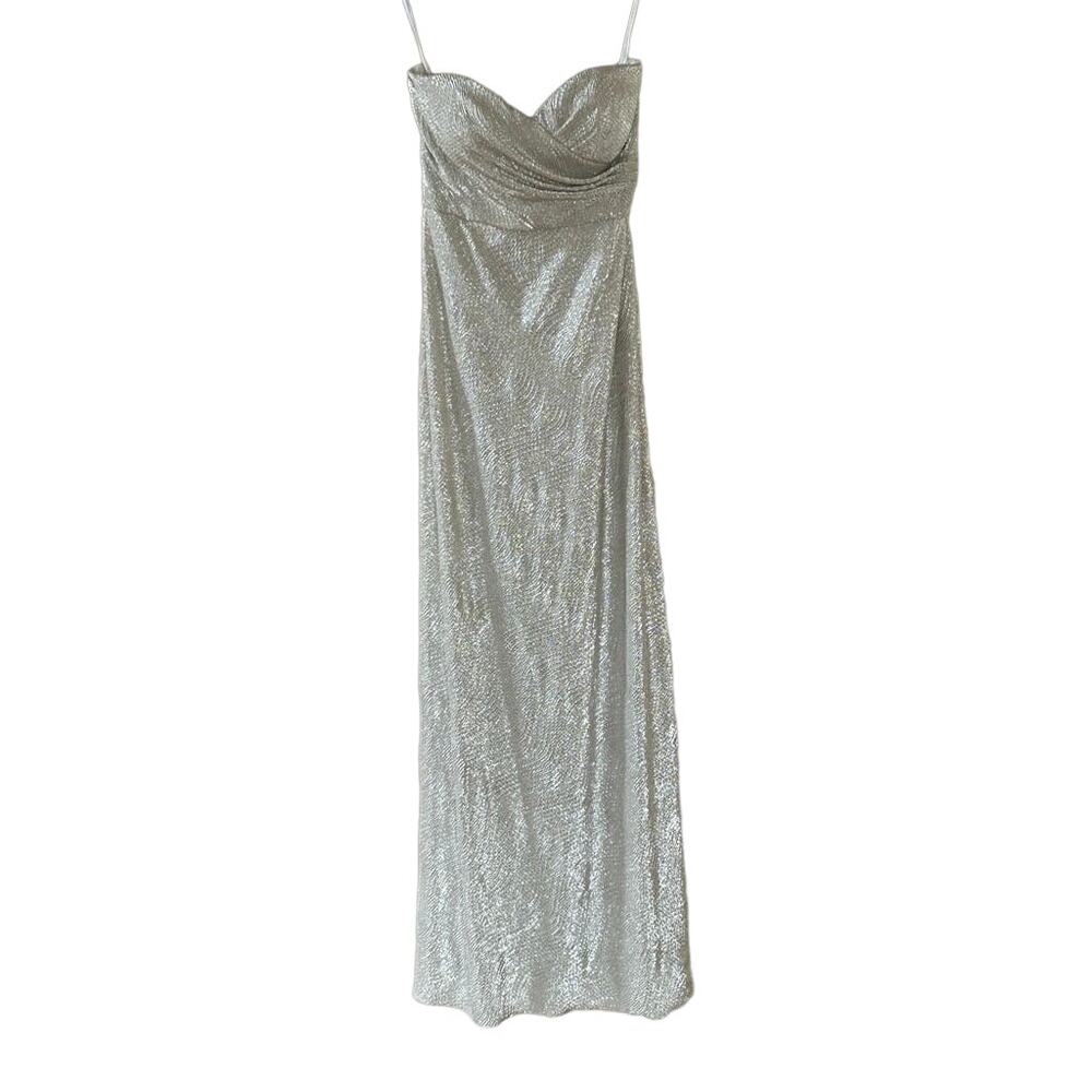 Jenny Yoo Silver Crush Formal Strapless Gown Prom Homecoming Bridal Sz 4